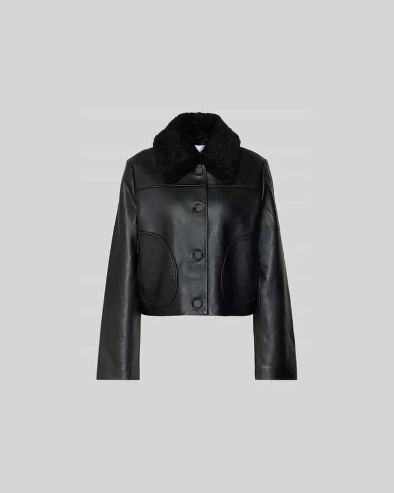 Self-Portrait Cropped Jacke mit Umlegekragen Black