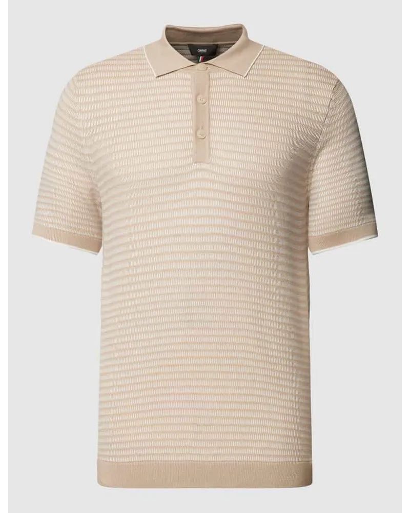 cinque Slim Fit Poloshirt mit Streifenmuster Modell 'Flavius Sand