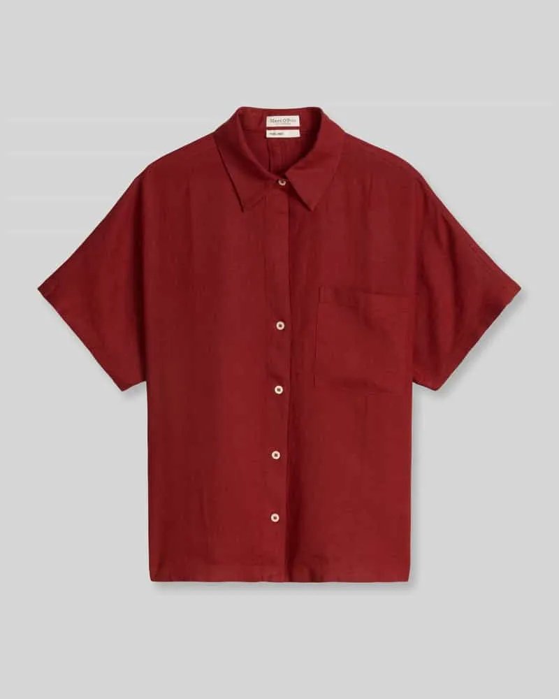 Marc O'Polo Relaxed Fit Bluse aus reinem Leinen Bordeaux