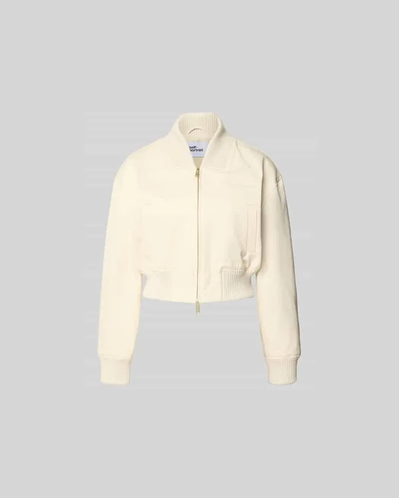 Self-Portrait Regular Fit Bomberjacke mit Stehkragen Beige