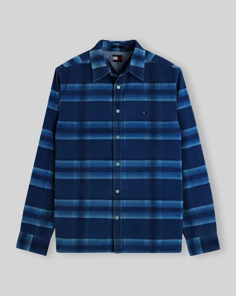 Tommy Hilfiger Regular Fit Freizeithemd mit Cordstruktur Dunkelblau