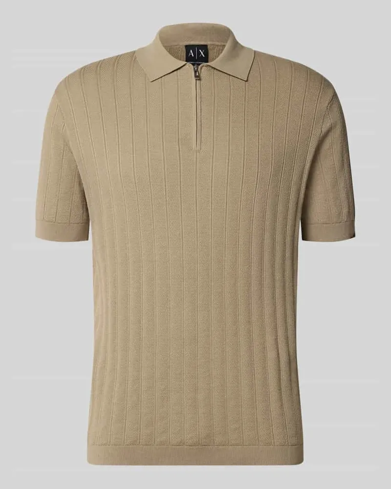 Armani Exchange Regular Fit Poloshirt mit Reißverschluss Sand