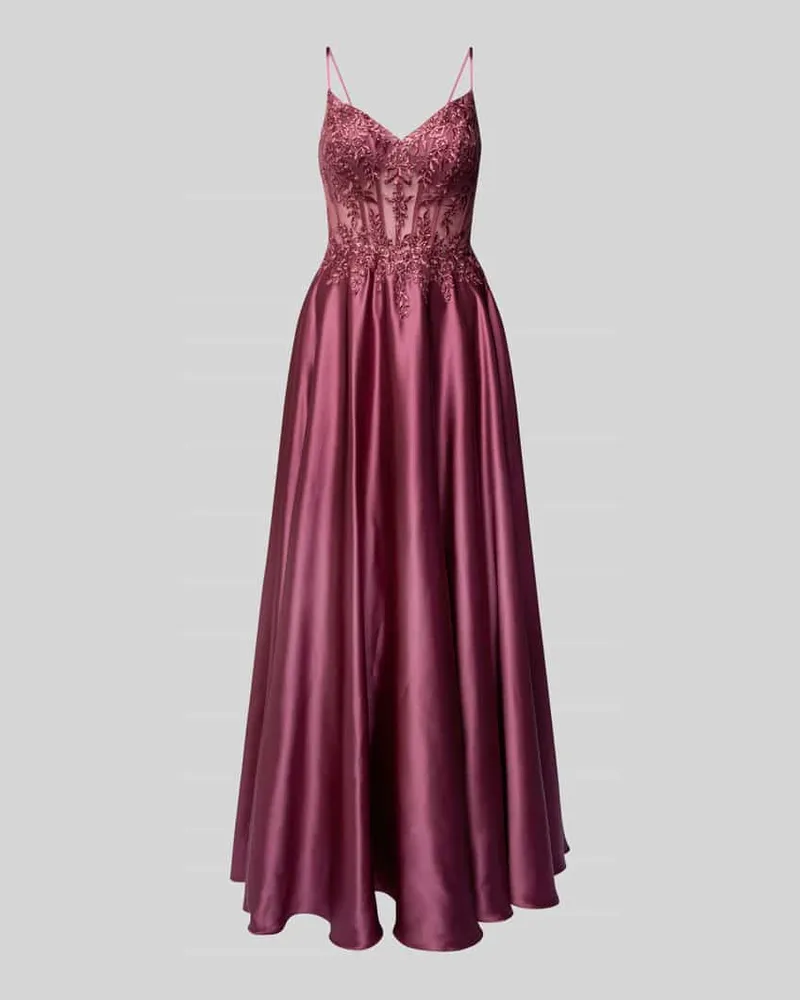 LUXUAR Abendkleid mit Ziersteinbesatz Rot