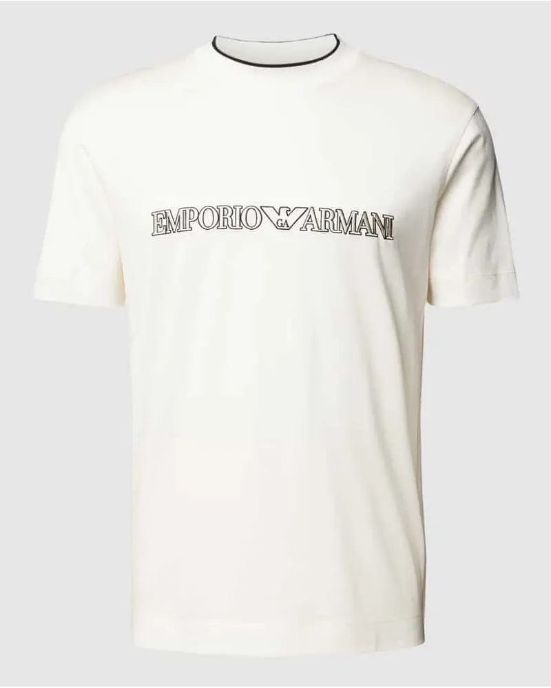 Emporio Armani T-Shirt mit Label-Print Offwhite