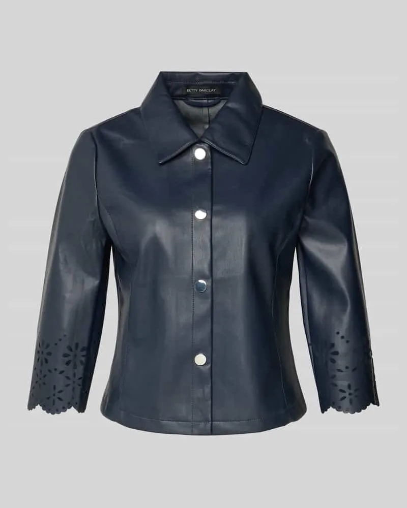 Betty Barclay Slim Fit Blazer in Leder-Optik mit Loch-Muster Marine