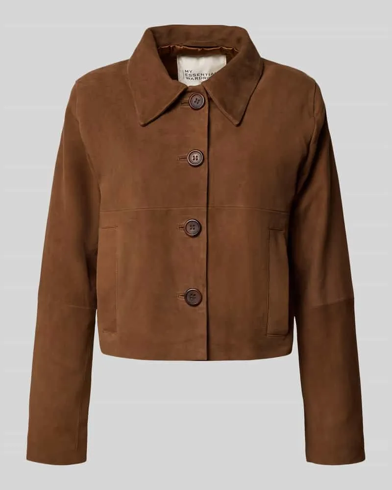My Essential Wardrobe Regular Fit Jacke aus echtem Ziegenvelours Modell 'Petra Cognac