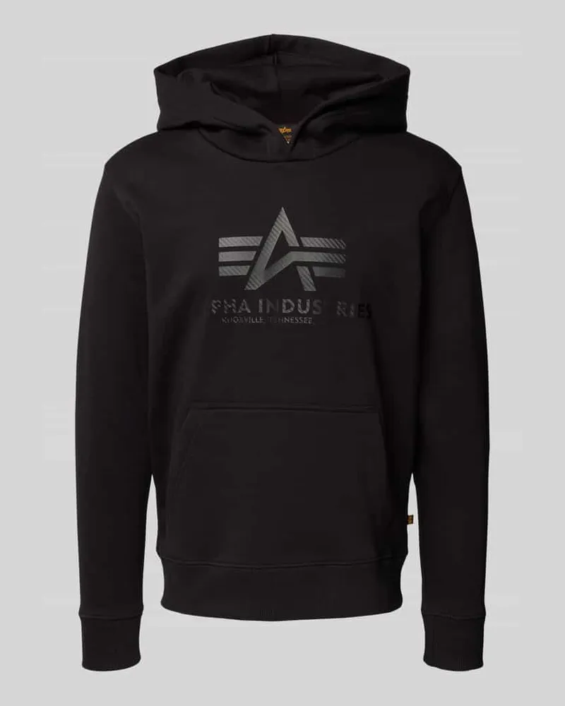 Alpha Industries Hoodie mit Label-Print Black