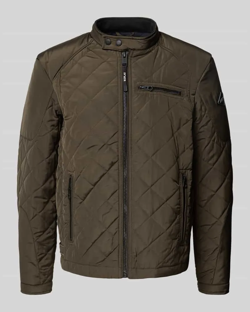 Replay Steppjacke mit Reißverschlusstaschen und Label-Detail Oliv