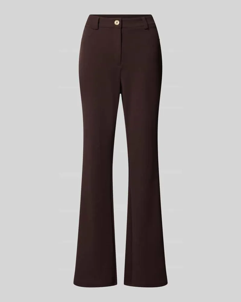 Michael Kors High Waist Bootcut Hose mit Knopf- und Reißverschluss Schoko