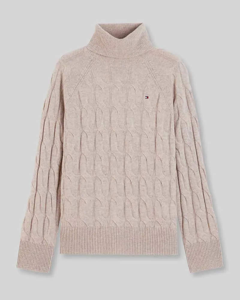 Tommy Hilfiger Relaxed Fit Rollkragenpullover aus reiner Wolle Beige