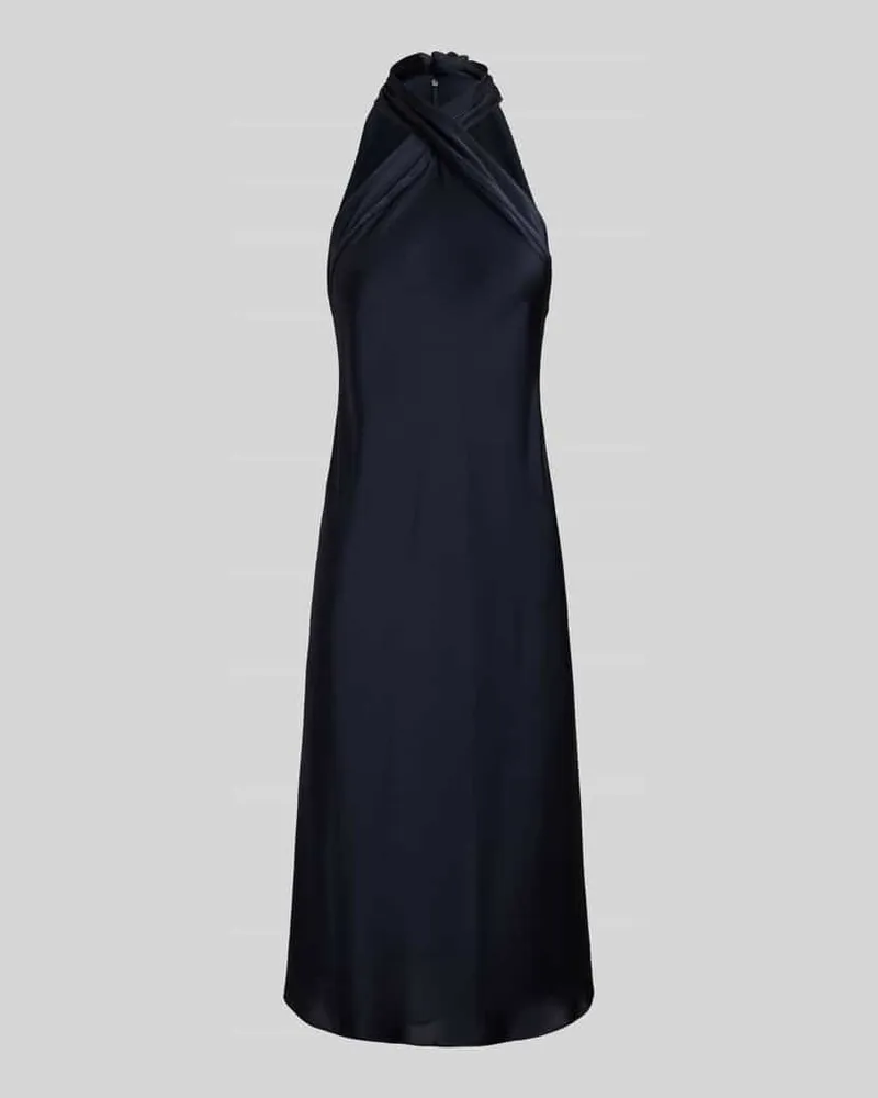 Ralph Lauren Fließendes Cocktailkleid mit Neckholder zum Binden Dunkelblau