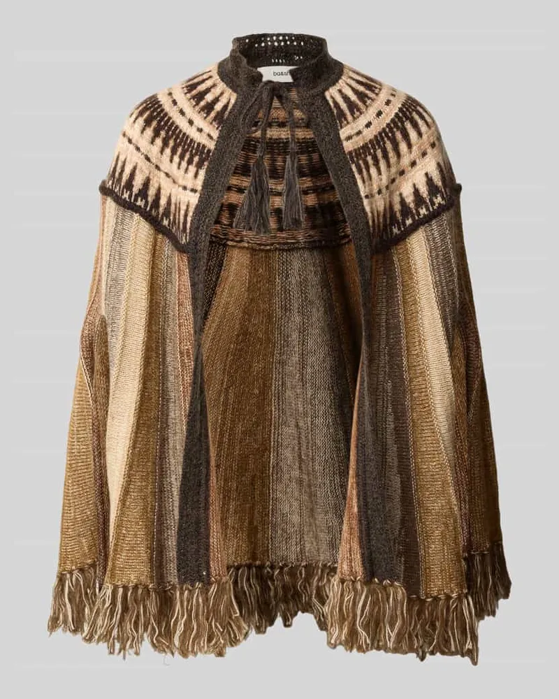 ba&sh Relaxed Fit Poncho aus Woll-Mix mit Fransen Modell 'PRATO Sand