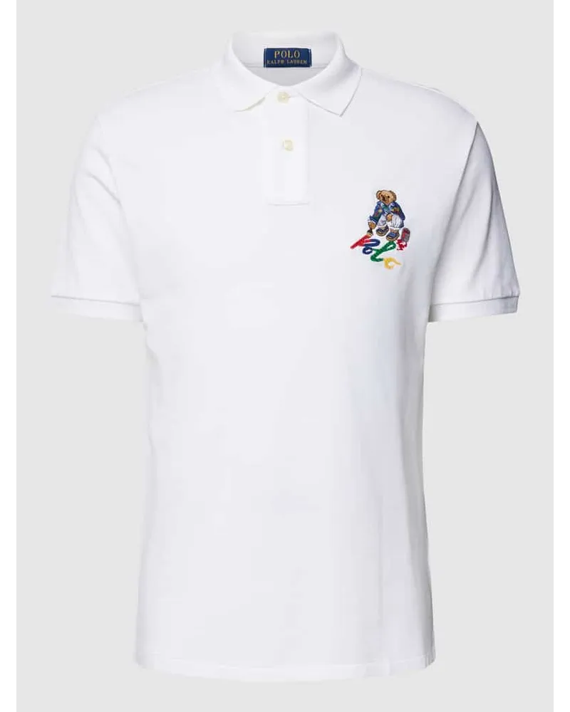 Ralph Lauren Slim Fit Poloshirt mit Motiv-Stitching Weiss