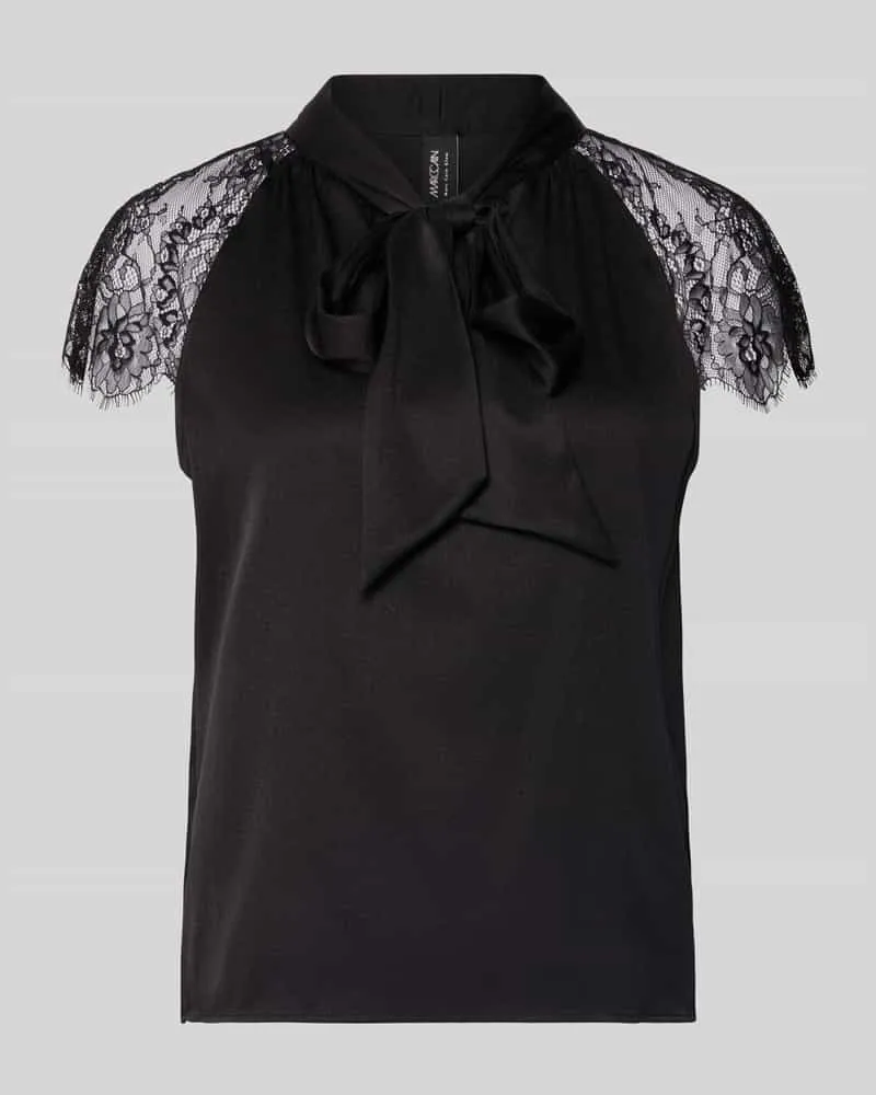Marc Cain Slim Fit Blusenshirt aus Seide mit Spitze Black