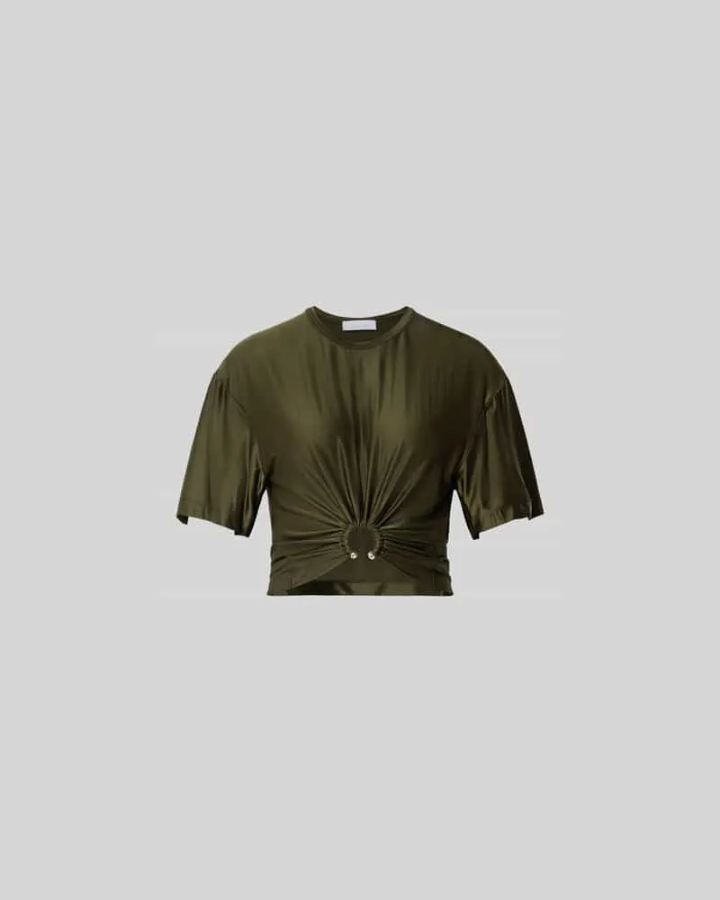 Paco Rabanne Blusentop aus Viskose-Mix mit Cut-Out Khaki