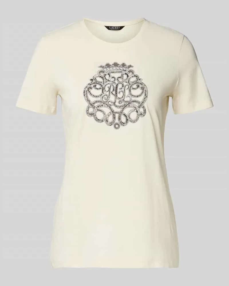 Ralph Lauren T-Shirt mit Label-Stitching Modell 'KATLIN Ecru