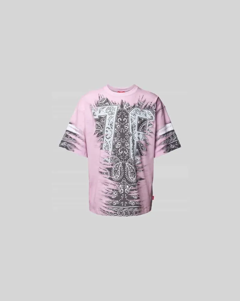 Diesel T-Shirt mit geripptem Rundhalsausschnitt Weiss