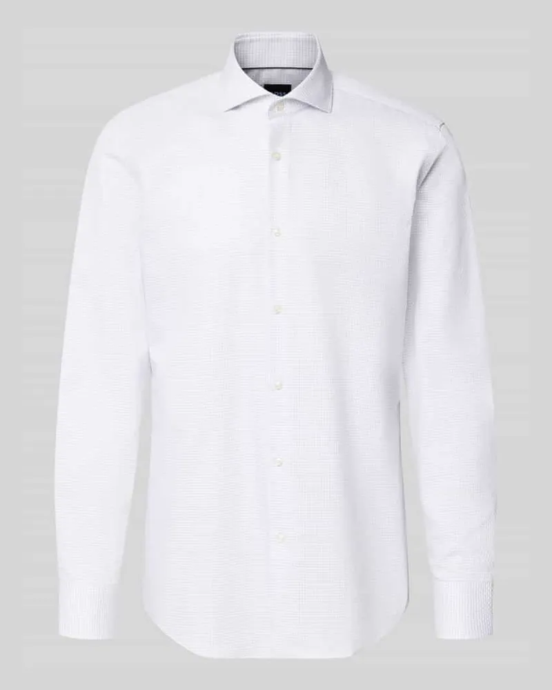 HUGO BOSS Slim Fit Businesshemd aus reiner Baumwolle Modell 'HANK Weiss