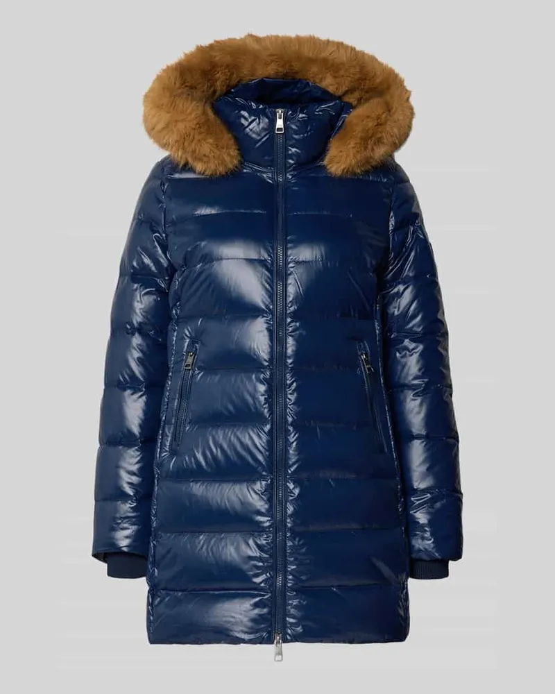 Tommy Hilfiger Steppmantel mit abnehmbarer Fellkapuze Marine