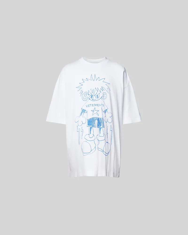 VETEMENTS Oversized T-Shirt mit Label-Print Weiss