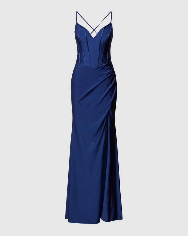 LUXUAR Abendkleid mit Herz-Ausschnitt Marine