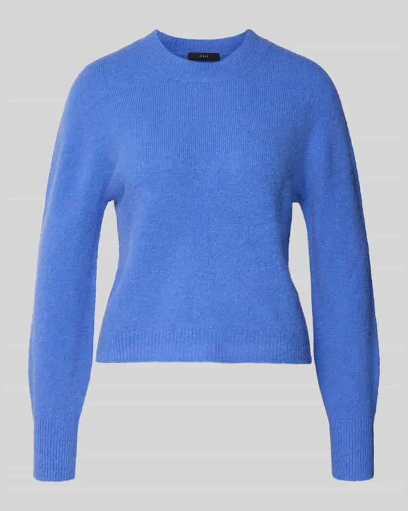 Oui  Strickpullover mit Rundhalsausschnitt Hellblau