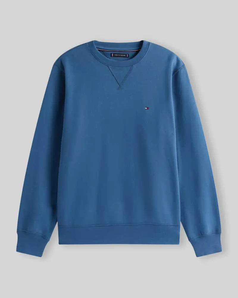 Tommy Hilfiger Regular Fit Sweatshirt aus reiner Baumwolle mit Logo-Stitching Petrol