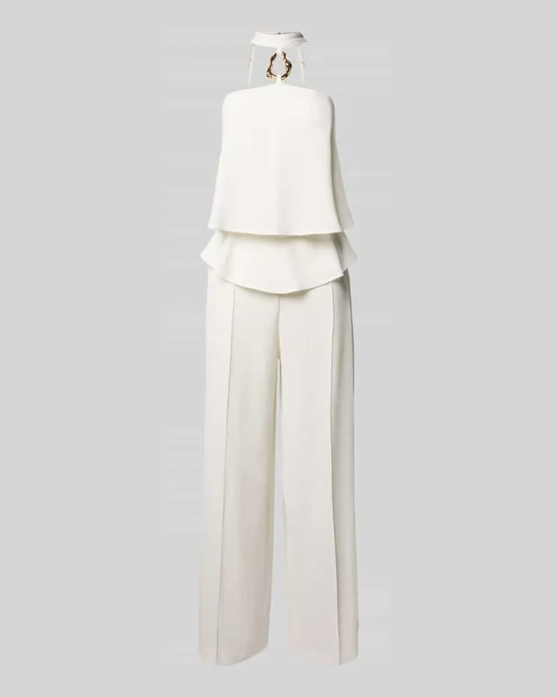 Rinascimento Cocktail-Jumpsuit in Layering-Optik Weiss