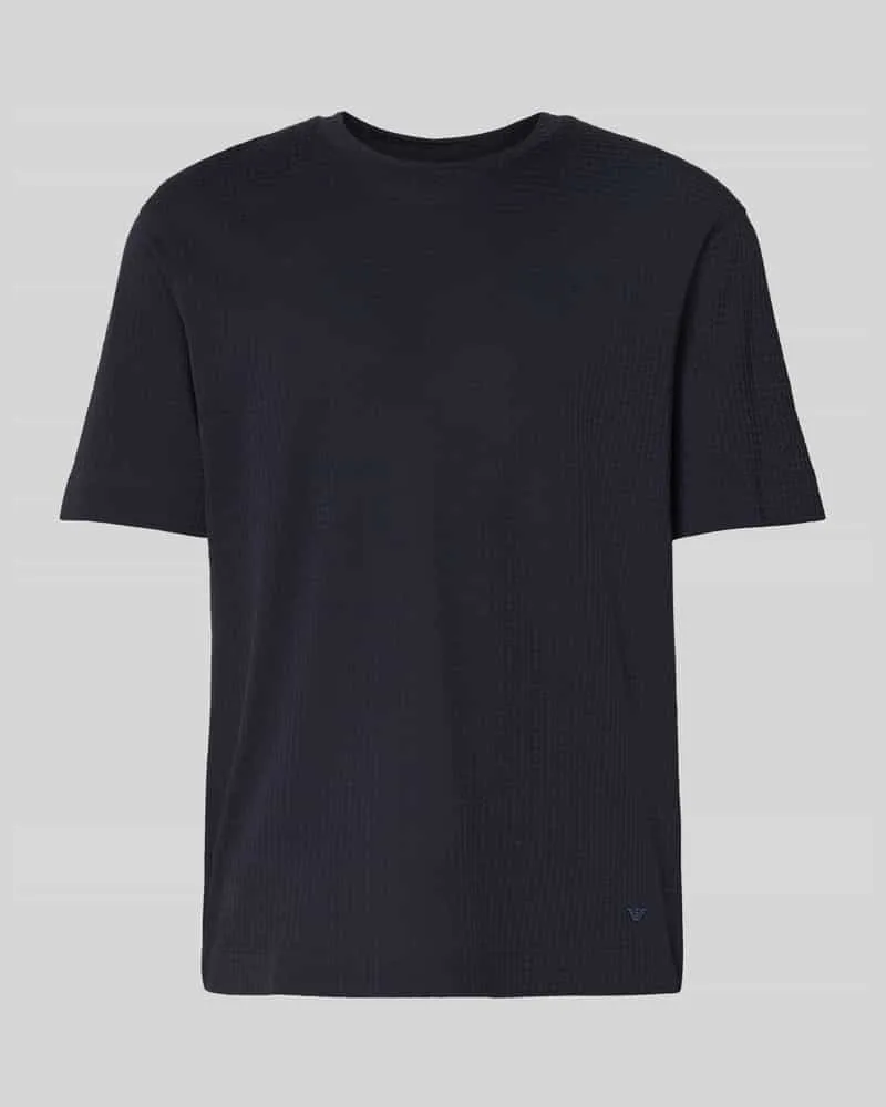 Emporio Armani T-Shirt mit Logo-Stitching und Rundhalsausschnitt Marine