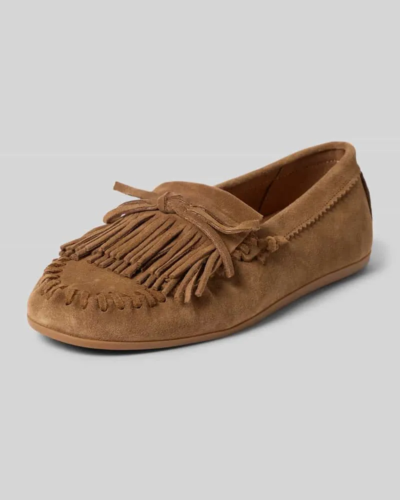 Inuovo Mokassins aus echtem Leder mit Zierschleife Camel