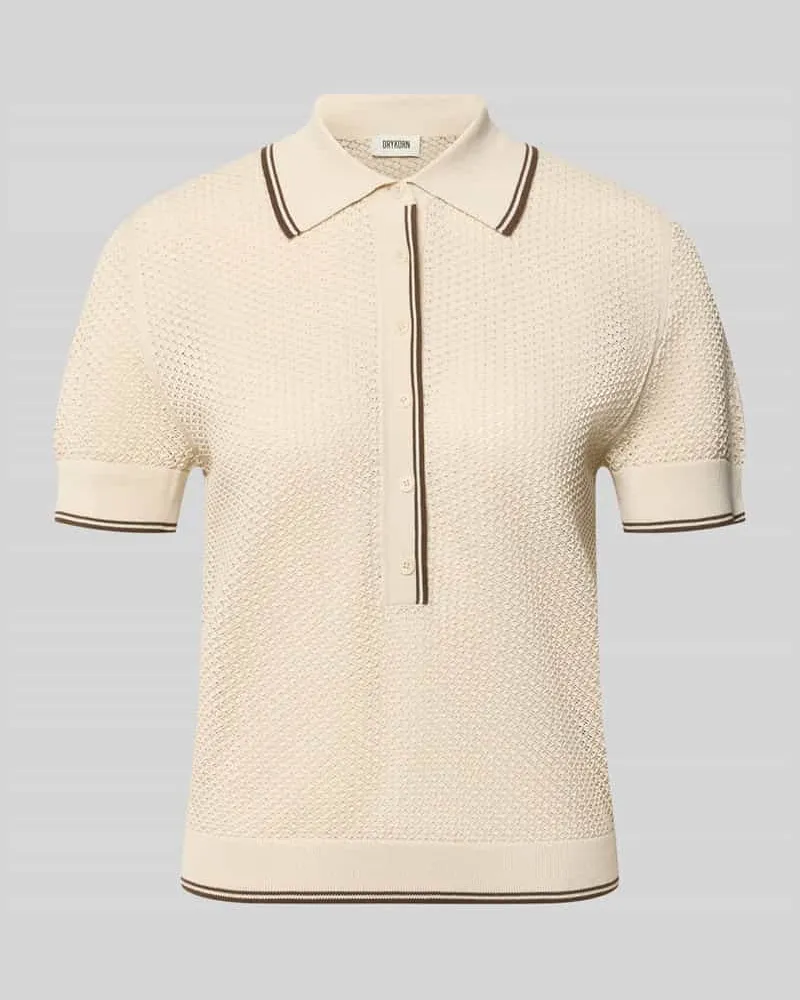 Drykorn Strickshirt mit Polokragen und Knopfleiste Modell 'MEROPE Offwhite