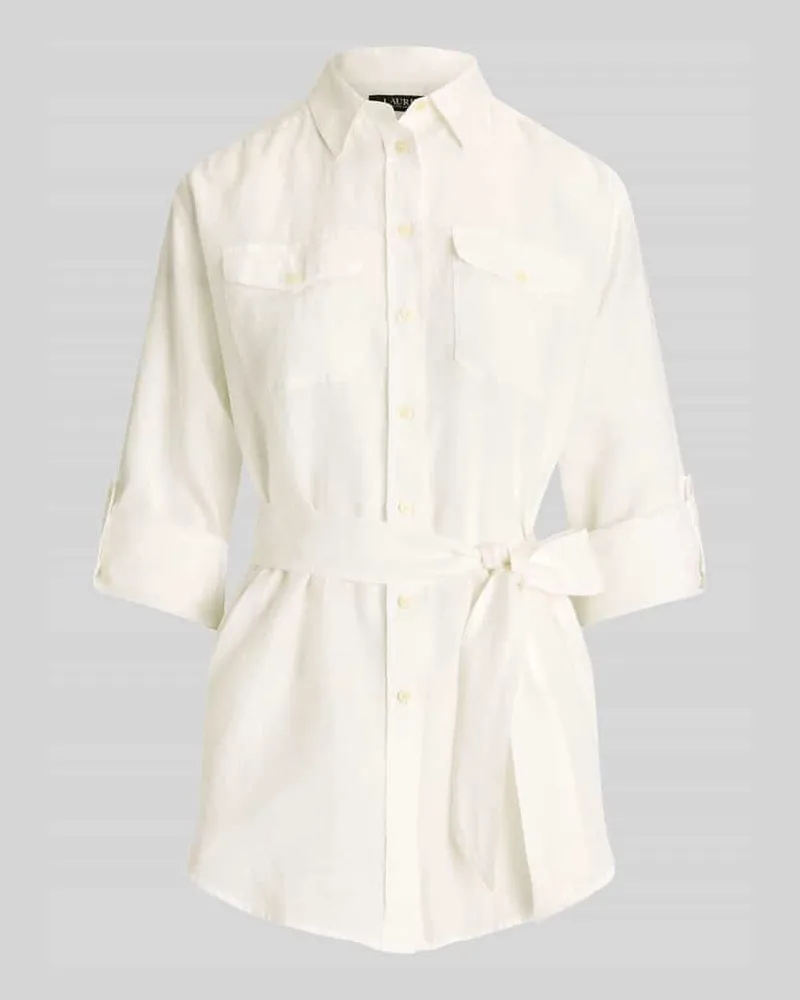 Ralph Lauren Relaxed Fit Hemdbluse aus reinem Leinen Weiss