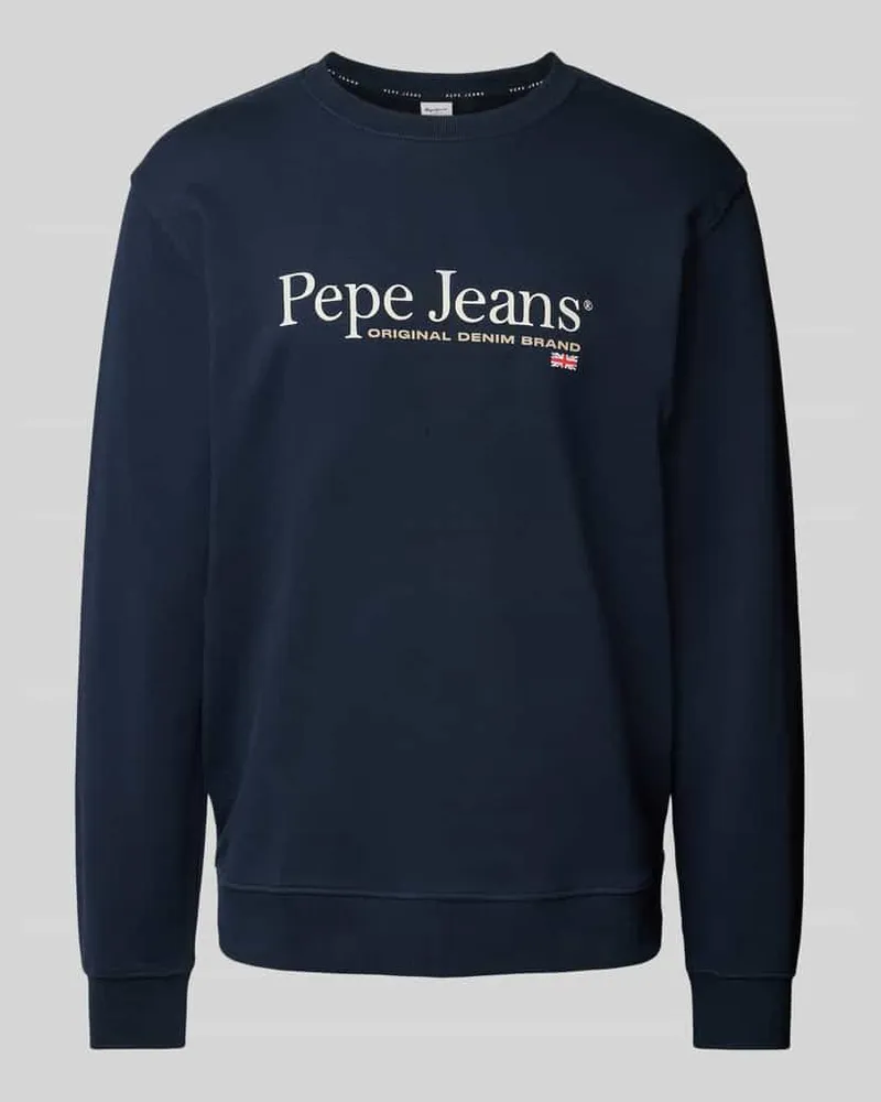 Pepe Jeans Sweatshirt mit Label-Print Modell 'SEAN Marine