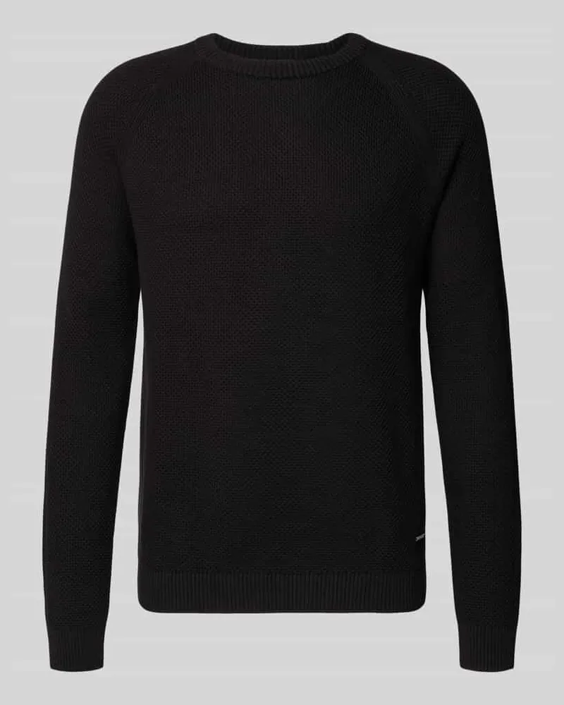 JOOP! Strickpullover mit gerippten Abschlüssen Modell 'Nadion Black