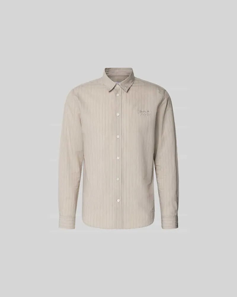 Kitsuné Slim Fit Freizeithemd aus Baumwoll-Mix Taupe