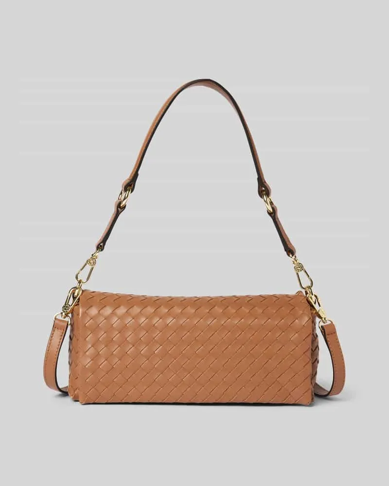 Abro Lederhandtasche in Flecht-Optik Modell 'MILA Camel