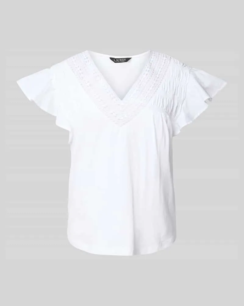 Ralph Lauren T-Shirt mit Volantärmel Weiss