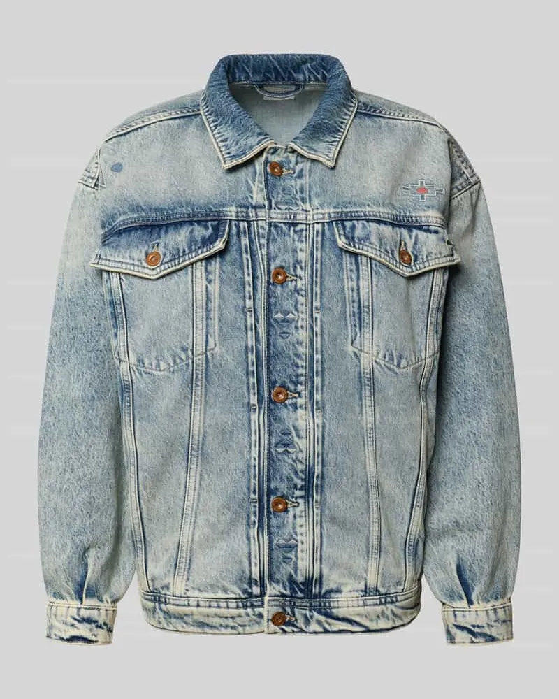 Mustang Relaxed Fit Jeansjacke im Used-Look Modell 'Arcata Boyfriend Hellblau