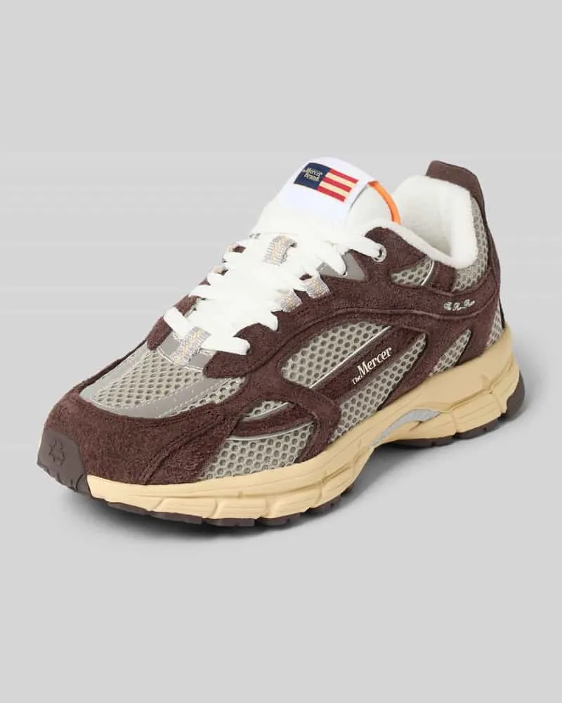 (THE MERCER) N.Y. Sneaker aus Leder-Mix Modell 'Re-Run Americana Dunkelbraun