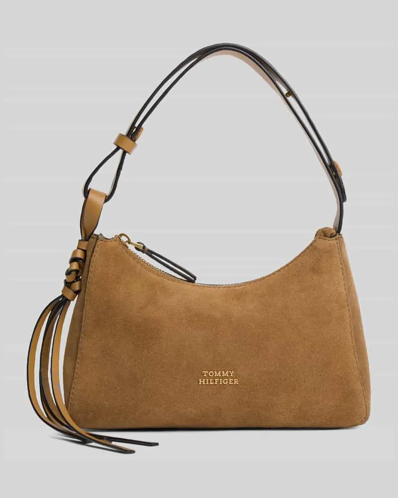 Tommy Hilfiger Henkeltasche aus echtem Rindsleder Cognac