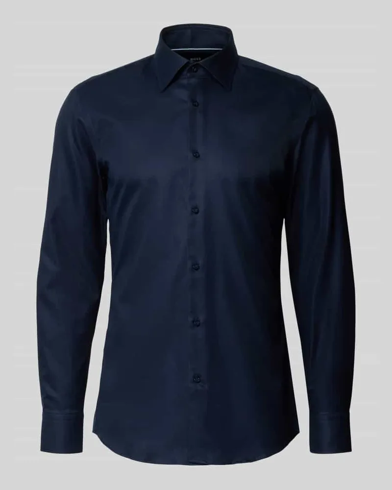 HUGO BOSS Slim Fit Businesshemd aus reiner Baumwolle Modell 'H-HANK-K Marine