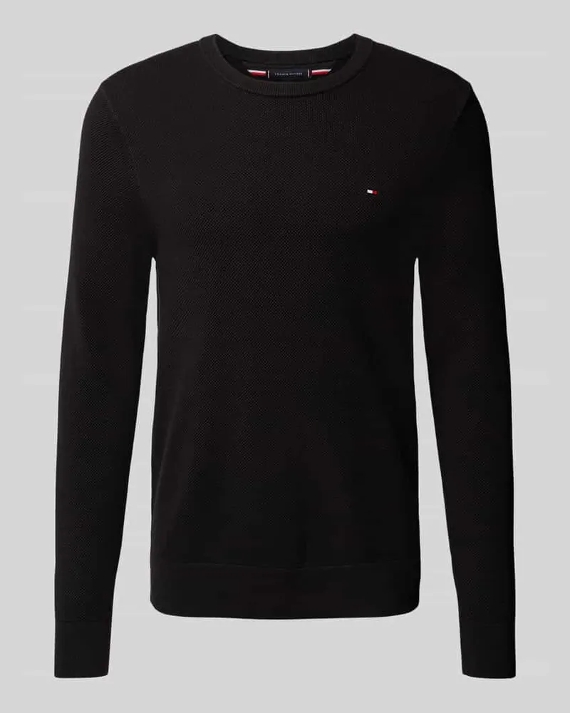 Tommy Hilfiger Regular Fit Strickpullover aus reiner Baumwolle Black