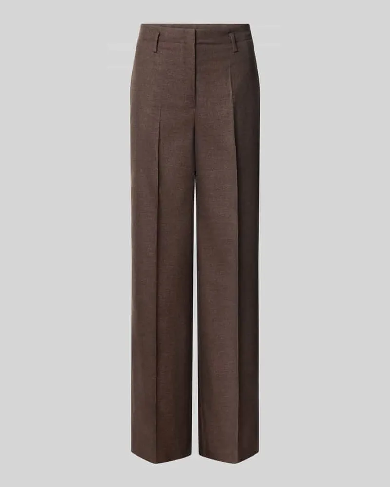 More & More Bootcut Hose mit Bügelfalten Dunkelbraun