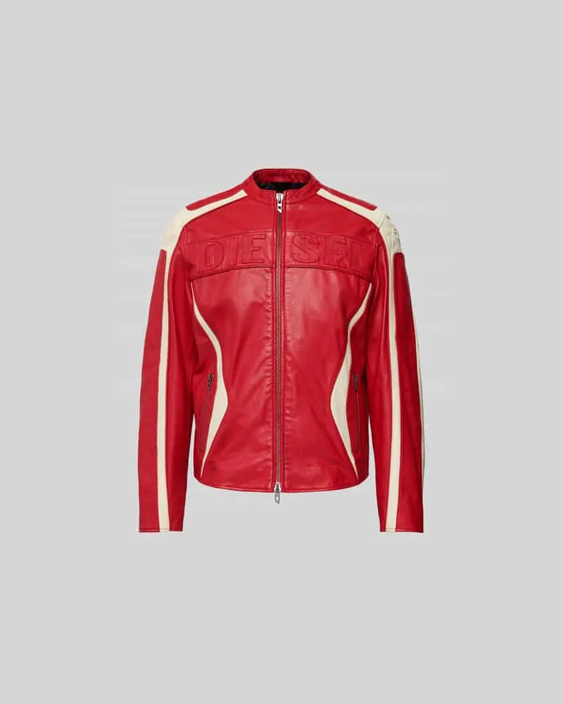 Diesel Regular Fit Jacke in Leder-Optik Rot