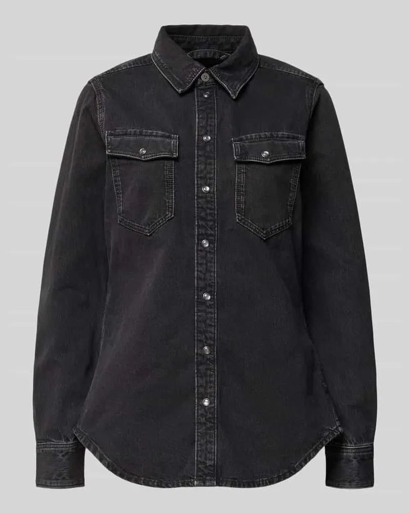 G-STAR RAW Slim Fit Jeansbluse mit Brusttaschen Black