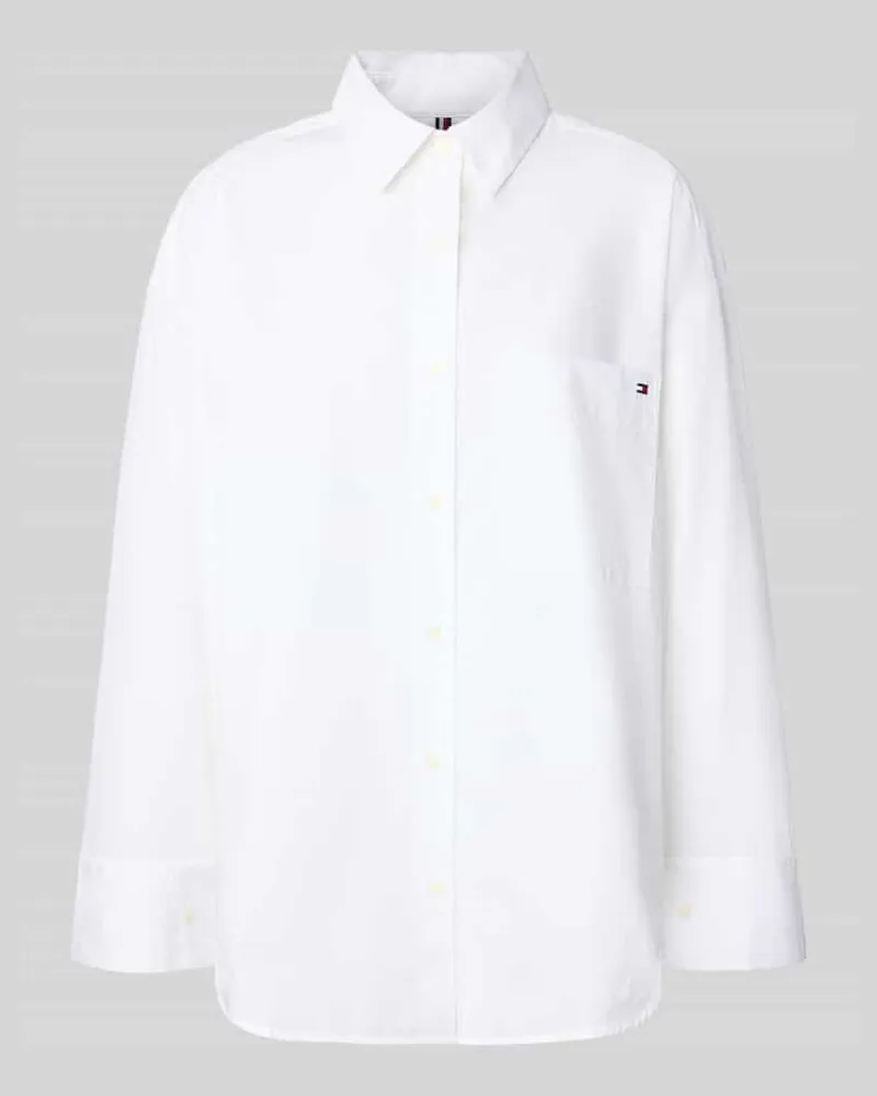 Tommy Hilfiger Oversized Hemdbluse aus reiner Baumwolle Weiss