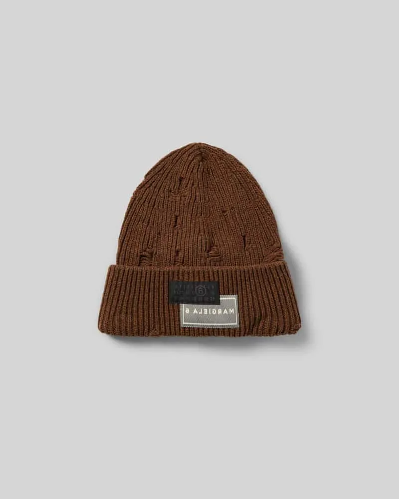 Maison Margiela Beanie aus Woll-Mix Mittelbraun