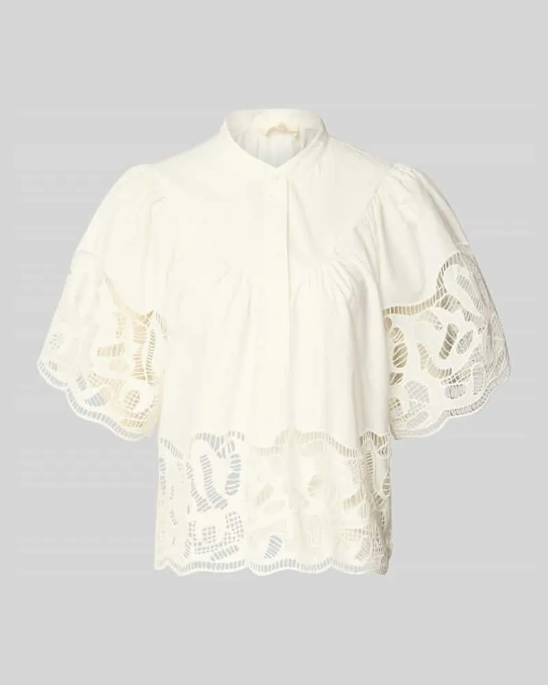 Suncoo Regular Fit Bluse mit Spitze Modell 'LINDA Weiss