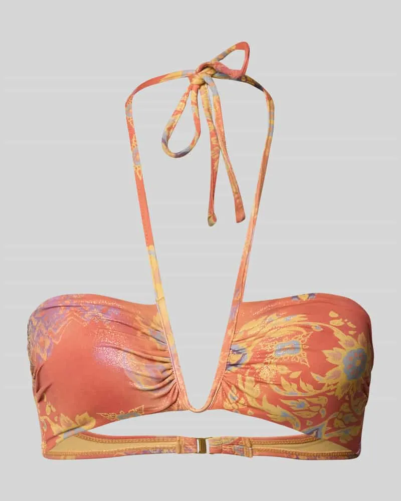 Ralph Lauren Bikini-Oberteil mit Neckholder Modell 'MEDALLION SHIMMER SHIRRED Orange