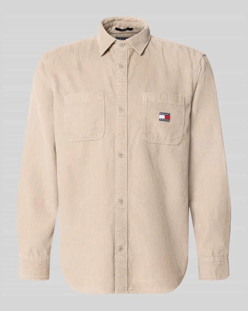 Tommy Hilfiger Regular Fit Cordhemd mit Logo-Patch Beige